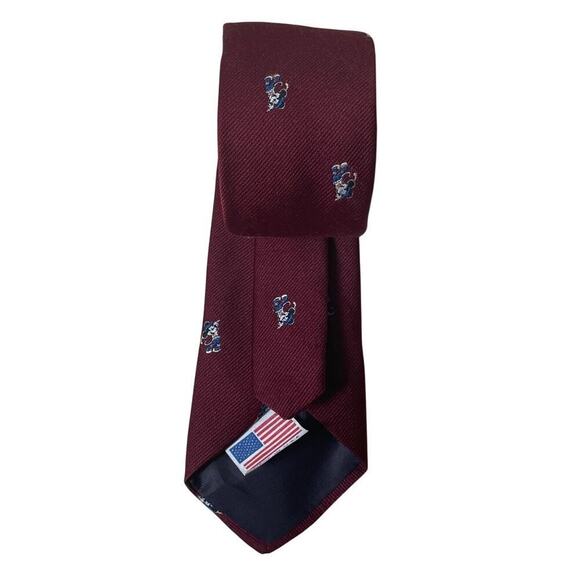 Rare Vintage Disney Mickey Mouse Golf Tie | Slim Burgundy Silk, USA, Cervantes - Picture 4 of 4